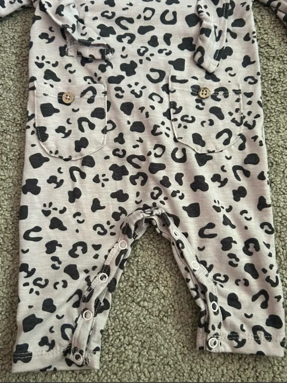 Jessica Simpson Pink and Black Leopard Print Baby One-Piece Footie